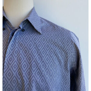 Versace Gray Diamonds Dress Shirt 16 41 Italy